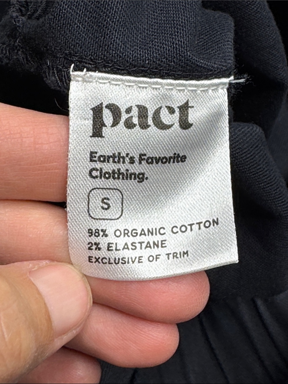 Pact Black Stretch Twill Wide Leg Organic Cotton Pants Size Small - Picture 7 of 8
